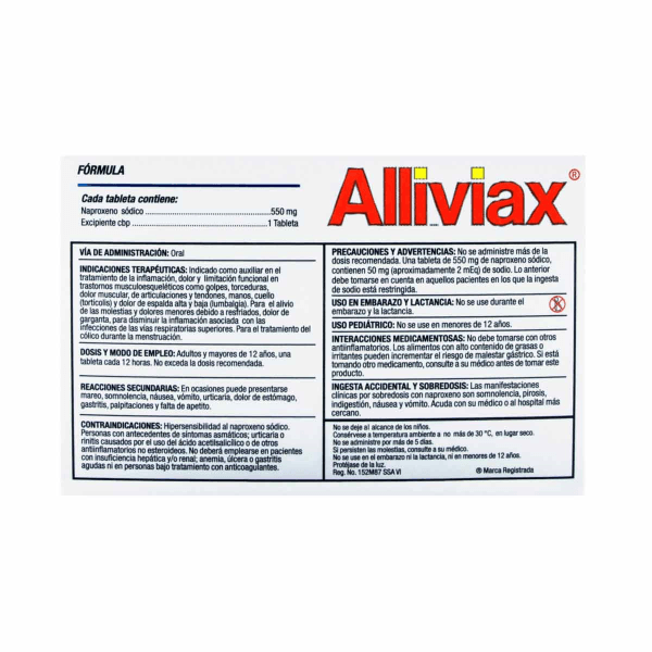 Alliviax 550 Mg Con 10 Tabletas