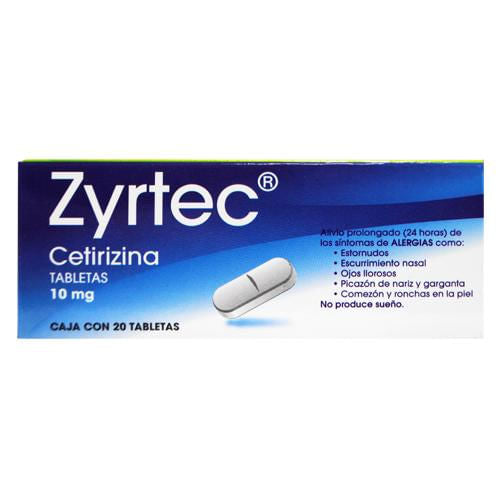 Zyrtec 10 Mg Con 20 Tabletas