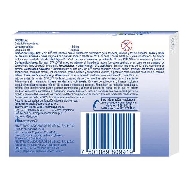 Zyplo 60 Mg Con 20 Tabletas