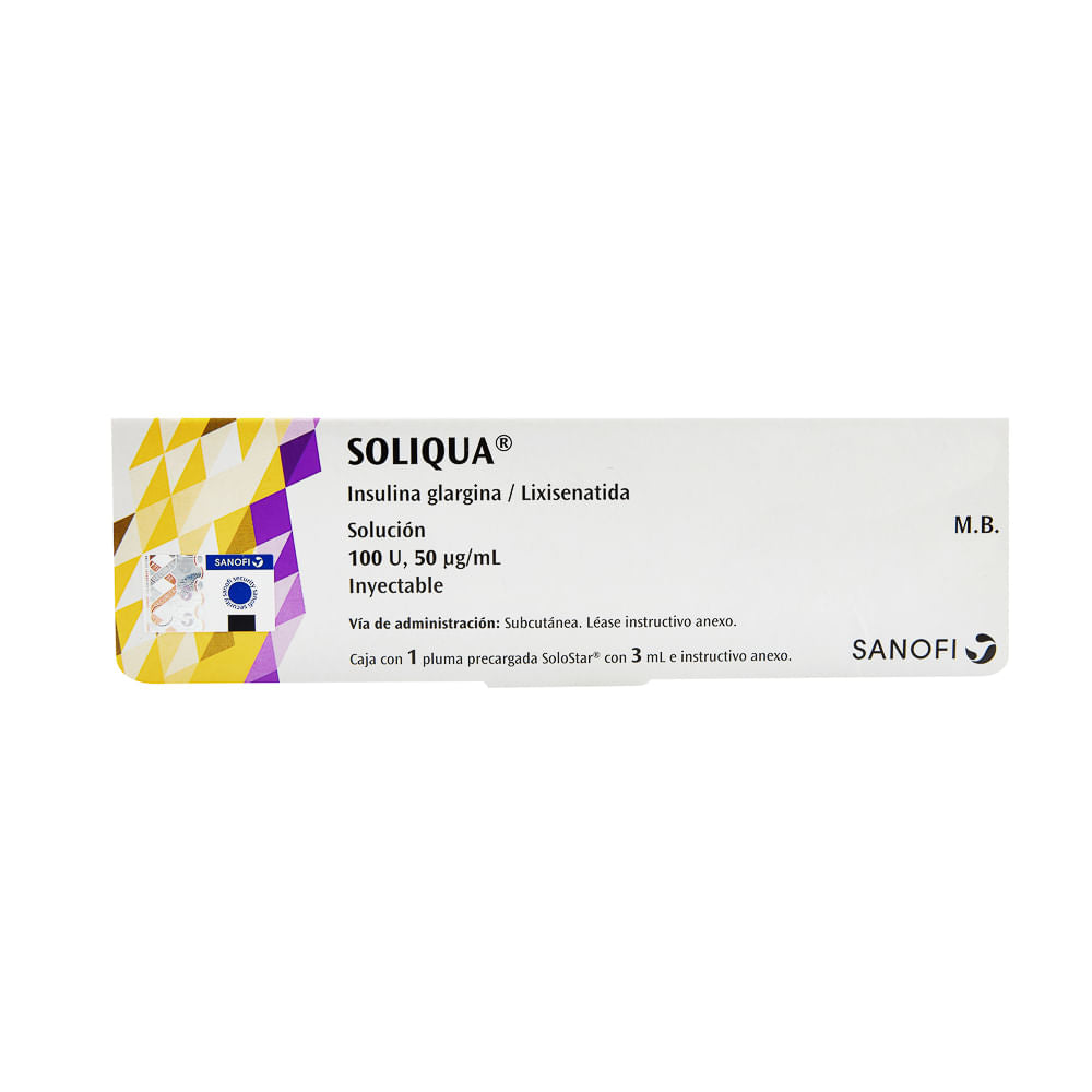 Soliquia 100U Inyectable 50Mcg / 3 Ml Con 1
