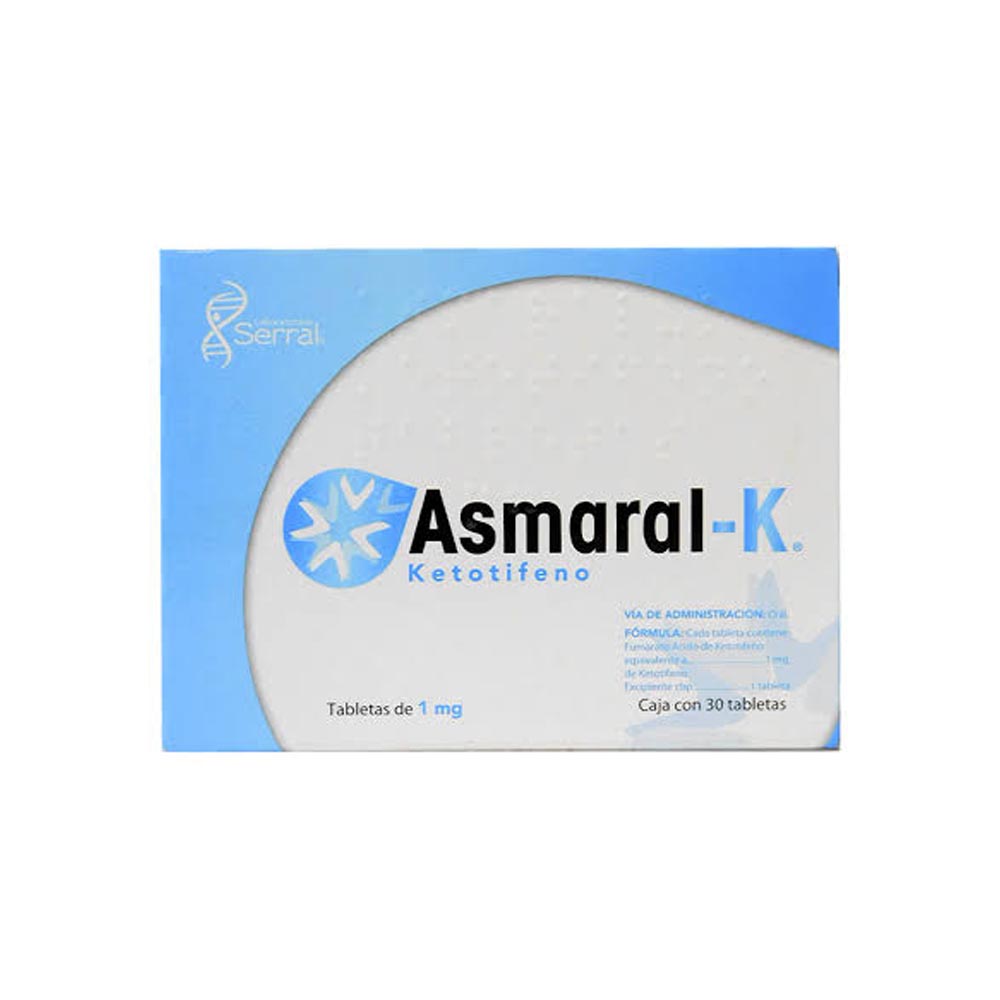 Ketotifeno Asmaral K 1 Mg Con 30 Tabletas