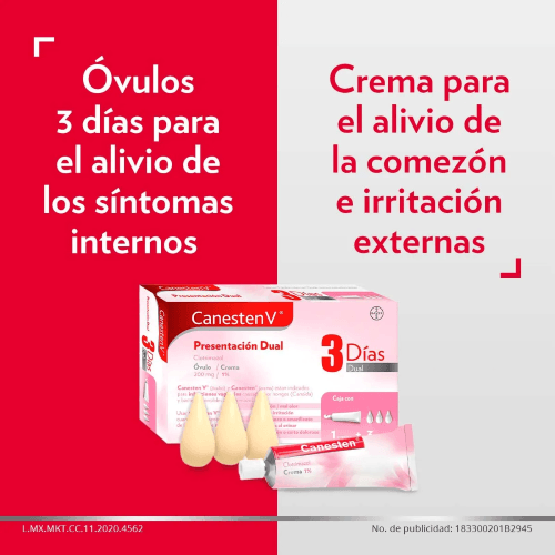 Canesten V Dual Crema Y Con 3 Ovulos
