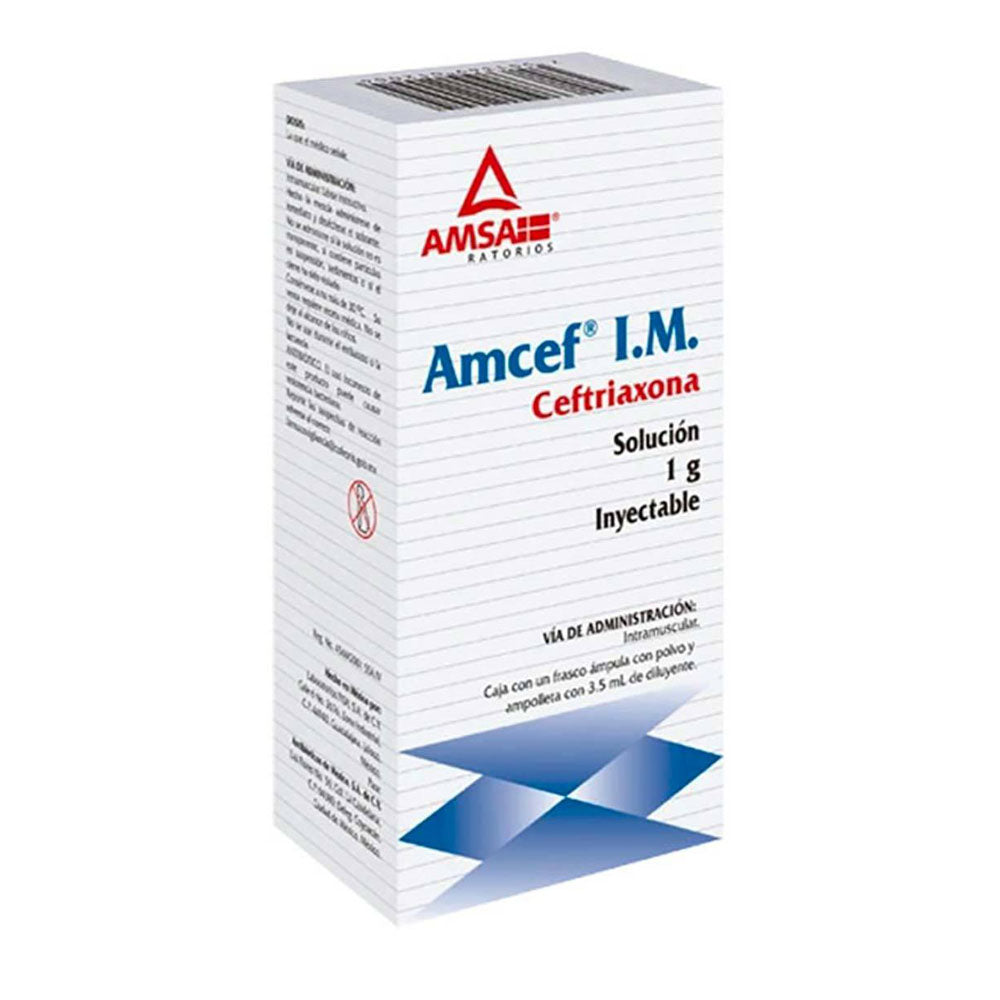 Ceftriaxona Amcef Solución Inyectable 1 G / 3.5 Ml Con 1 Ampula