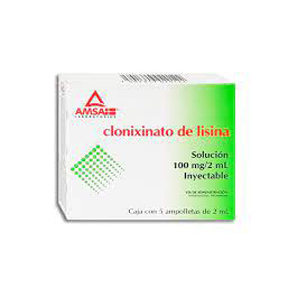 Clonixinato De Lisina Solución Inyectable 100 Mg / 2 Ml 5 Ampulas Amsa Generico