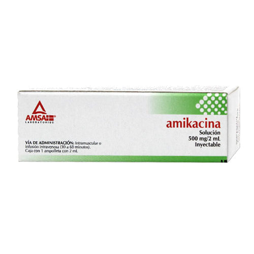 Amikacina Inyectable 500 Mg / 2 Ml 1 Ampulas Amsa Generico