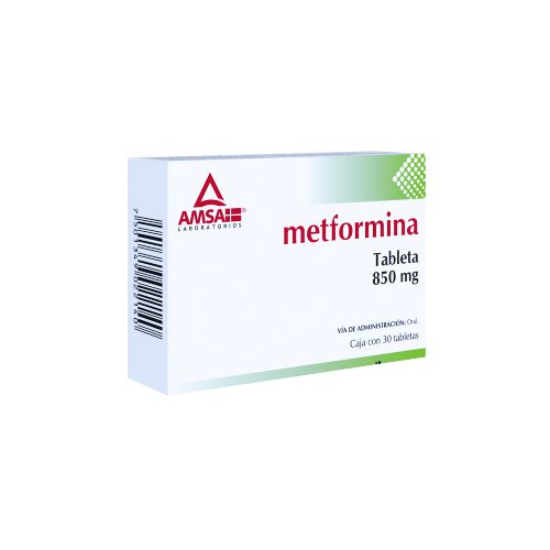 Metformina 850 Mg Con 30 Tabletas Amsa Generico