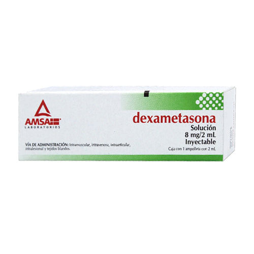 Dexametasona Solución Inyectable 8 Mg / 2 Ml Con 1 Ampulas Amsa Generi