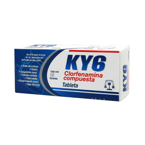 Clorfenamina Compuesta Ky6 500 / 25 / 5 / 4 Mg Con 10 Tabletas