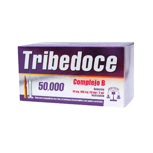 Complejo B Tribedoce Solución Inyectable 10 / 100 / 50 Mg / 2 Ml Con 5 Ampulas