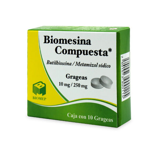Butilhiosina Metamizol Biomesina Compuesta 10 / 250 Mg Con 10 Grageas
