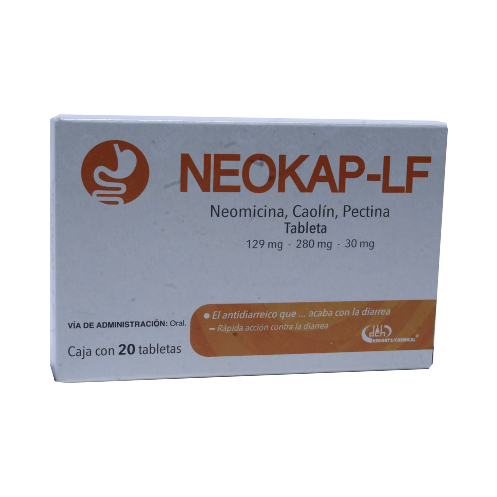 Neomicina Caolin Pectina Neokap Lf 129 / 280 / 30 Mg Con 20 Tabletas