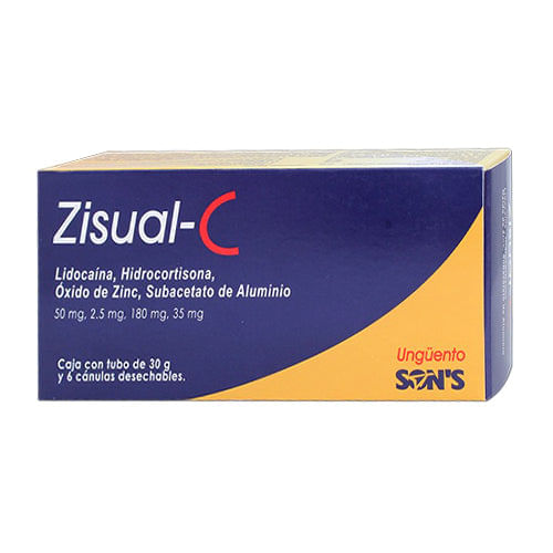 Lidocaina Hidrocortisona Zisual C 50 / 2.5 / 180 / 35 Mg Tubo 30 G Y 6 Canulas