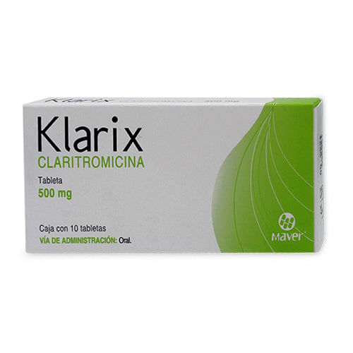 Claritromicina Klarix 500 Mg Con 10 Tableta