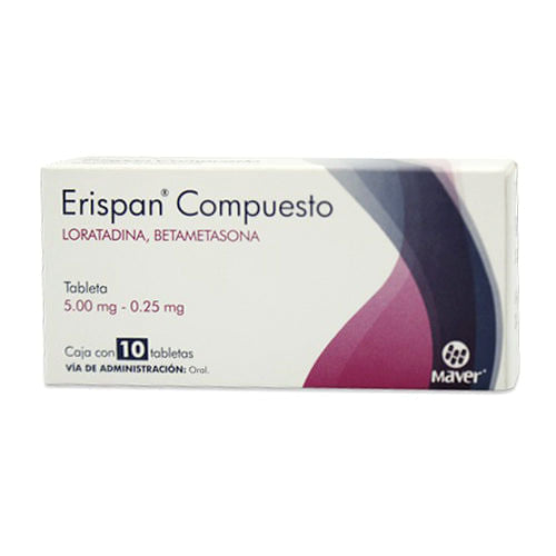 Loratadina Betametasona Erispan Compuesto 5-0.25 Mg Con 10 Tabletas