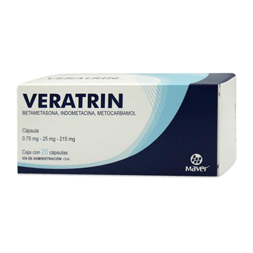 Betametasona Indometacina Veratrin 0.75 / 25 / 215 Mg Con 20 Capsulas