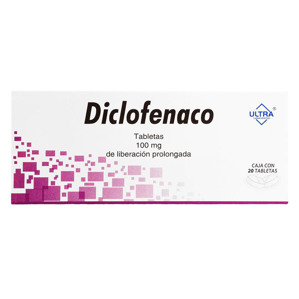 Diclofenaco 100 Mg Con 20 Tabletas Ultra Generico