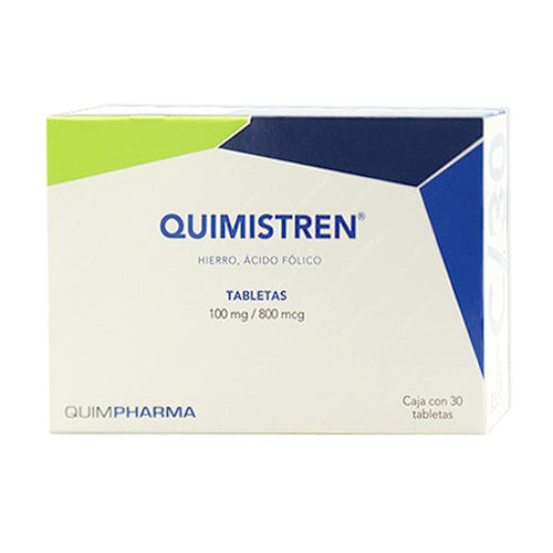 Hierro,Acido Folico 100 Mg / 800Mcg Quimistren Con 30 Tabletas