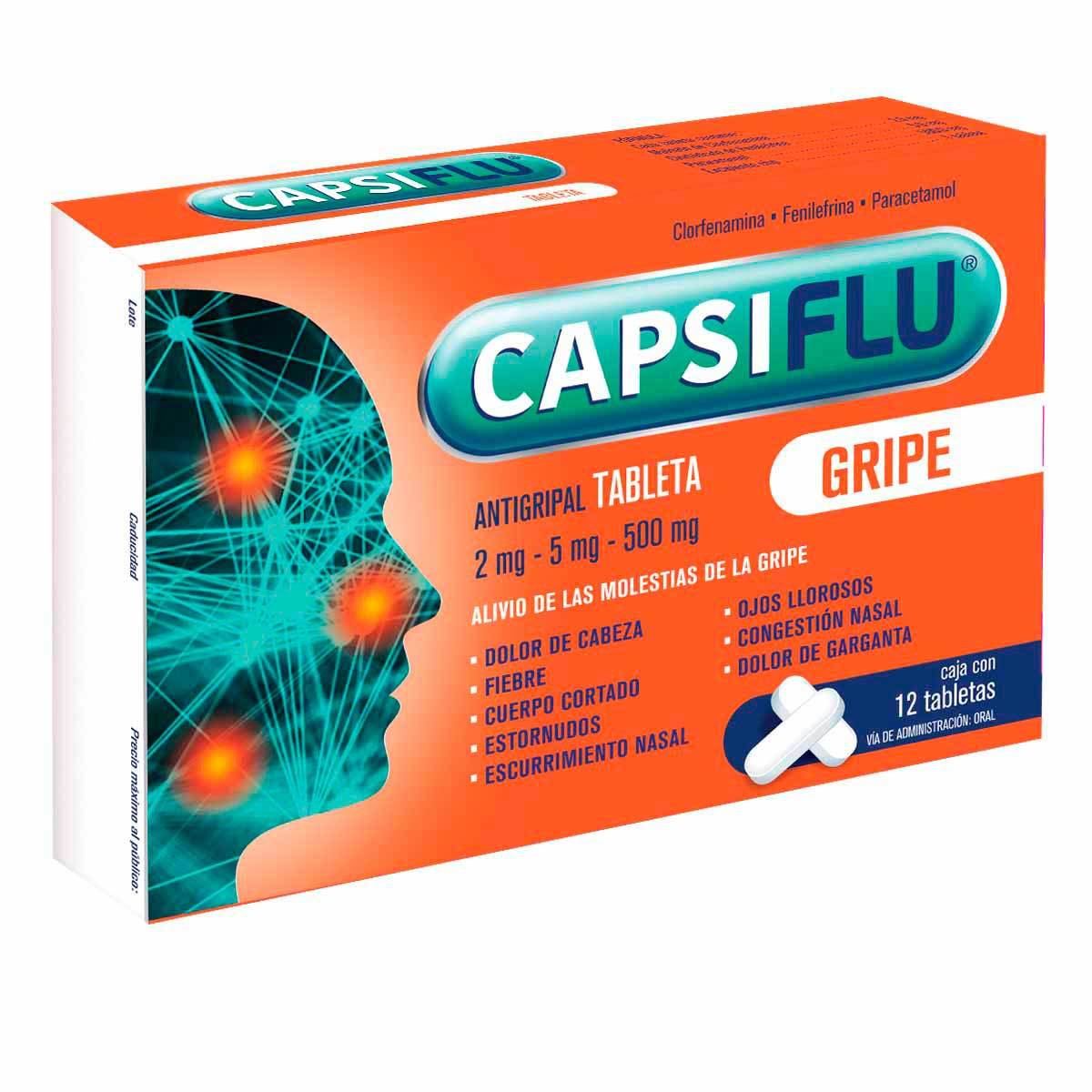 Capsiflu Con 12 Tabletas 2 Mg 5 Mg 500 Mg