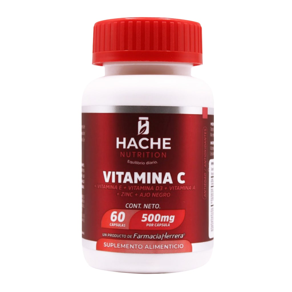Vitamina C 300 Mg + Vit A + Vit D3 + Vit E + Zinc + Ajo Negro Fco 60 Cap Hache Nutrition 7502293761437