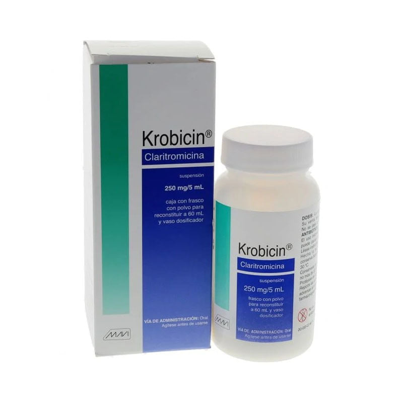 Claritromicina Krobicin Suspension 250 Mg / 5 Ml Frasco 60 Ml