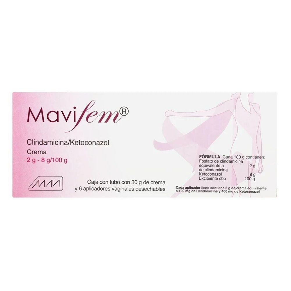 Clindamicina Ketoconazol Mavifem Crema 2 / 8 / 100 G Tubo 30 Gr Y 6 Aplic