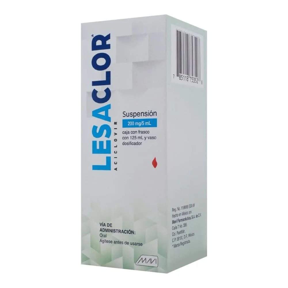 Aciclovir Lesaclor Suspension Frasco 125 Ml