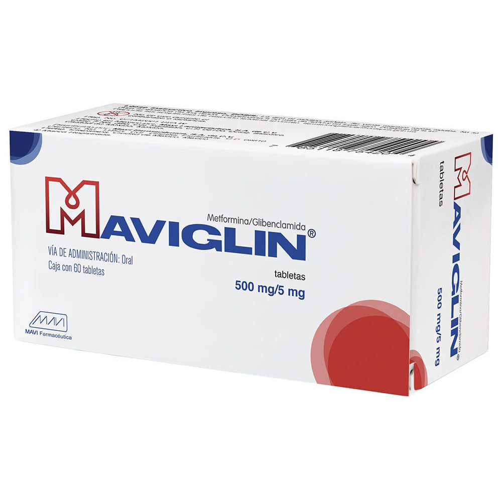 Metformina Glibenclamida Maviglin 500 / 5 Mg Con 60 Tabletas