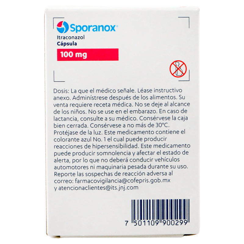 Sporanox 15D 100 Mg Con 15 Capsulas 7501109900299 posterior