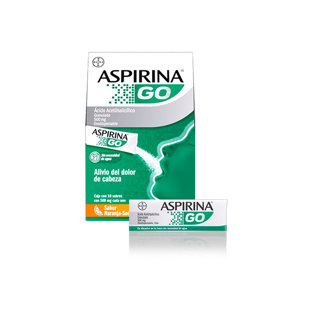 Aspirina Go 10 Sobres 500 Mg Con U Bayer 7501008499245