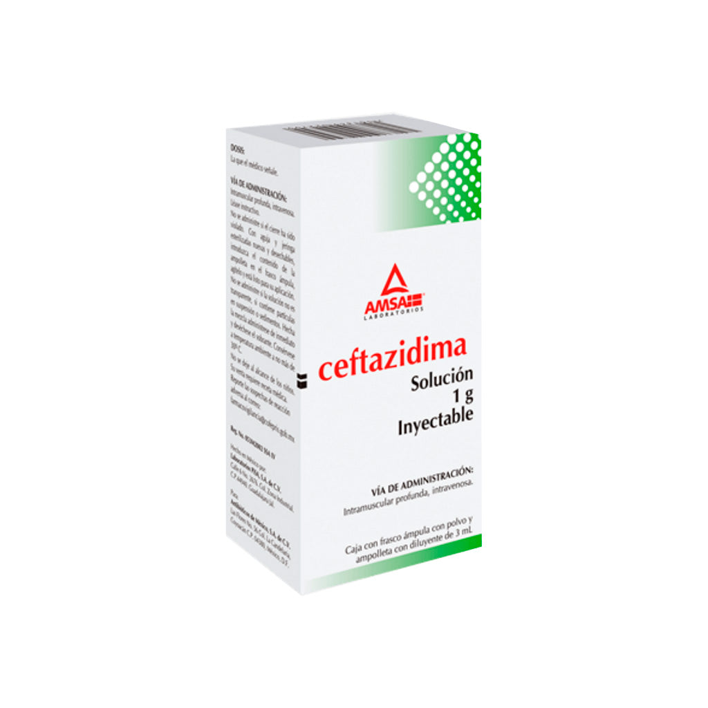 Ceftazidima Solución Inyectable 1 Gr Frasco 3 Ml Amsa Generico 7501349022799