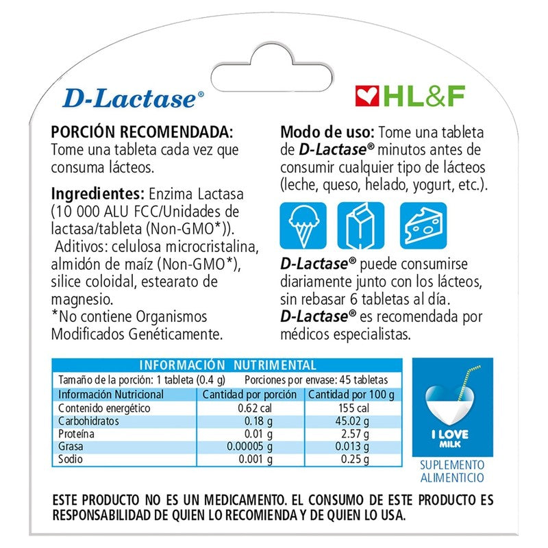D-Lactase 400Mg Suplemento Alimenticio 45 Tabletas 7503002057889 3