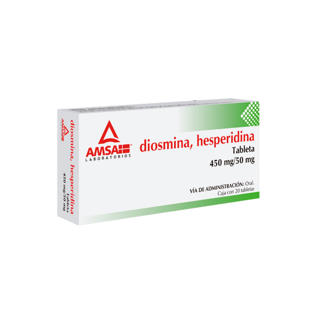 Diosmina,Hesperidina 450 / 50 Mg Con 20 Tabletas Amsa Generico 7501349029460