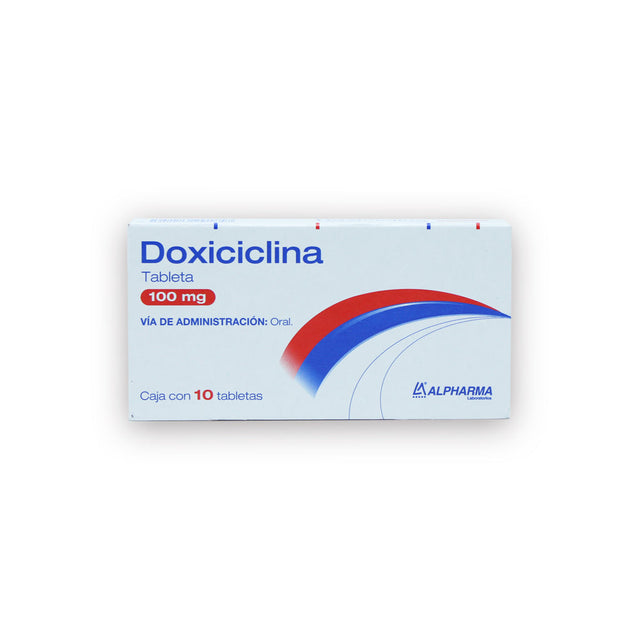 Doxiciclina 100 Mg Con 10 Tabletas Alpharma Generico 7502226291857