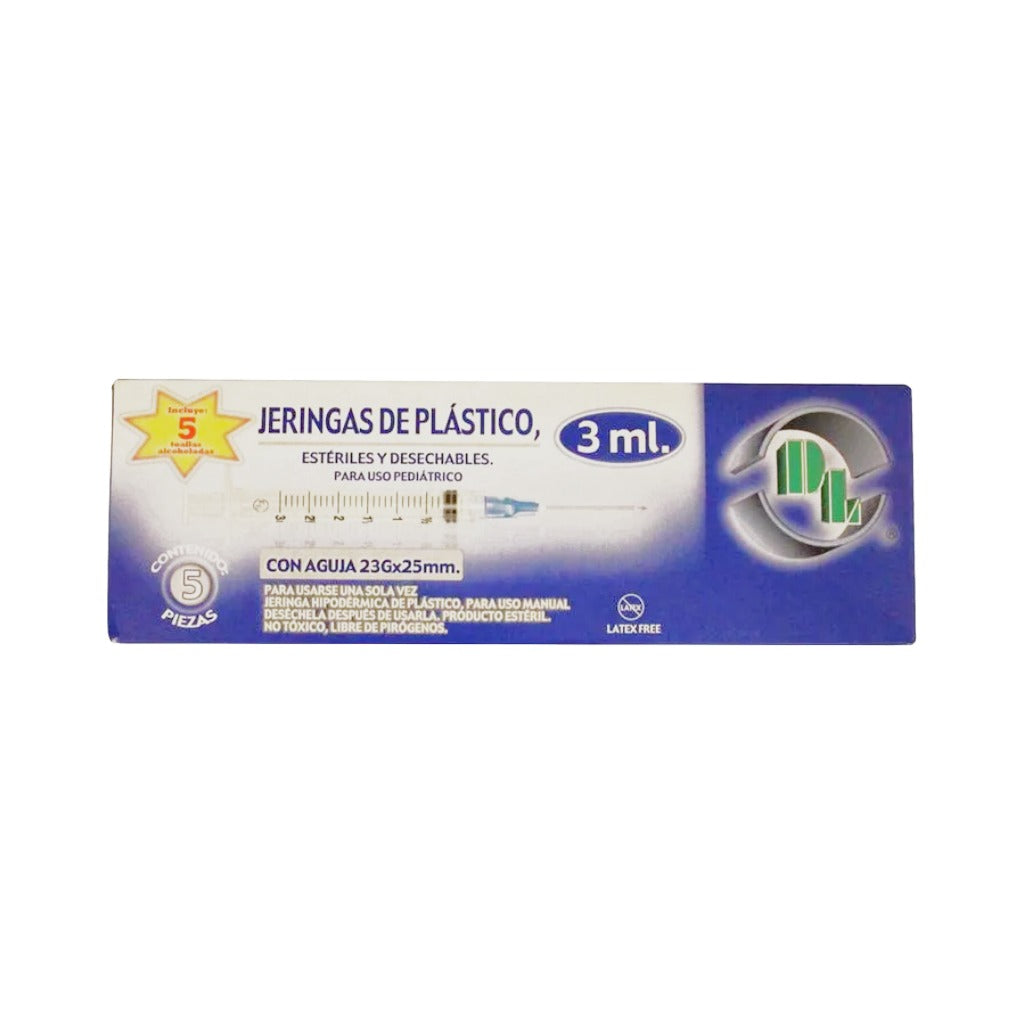 Jeringa Desechable Dl 3Ml 23X25 5 Piezas 7501128114141