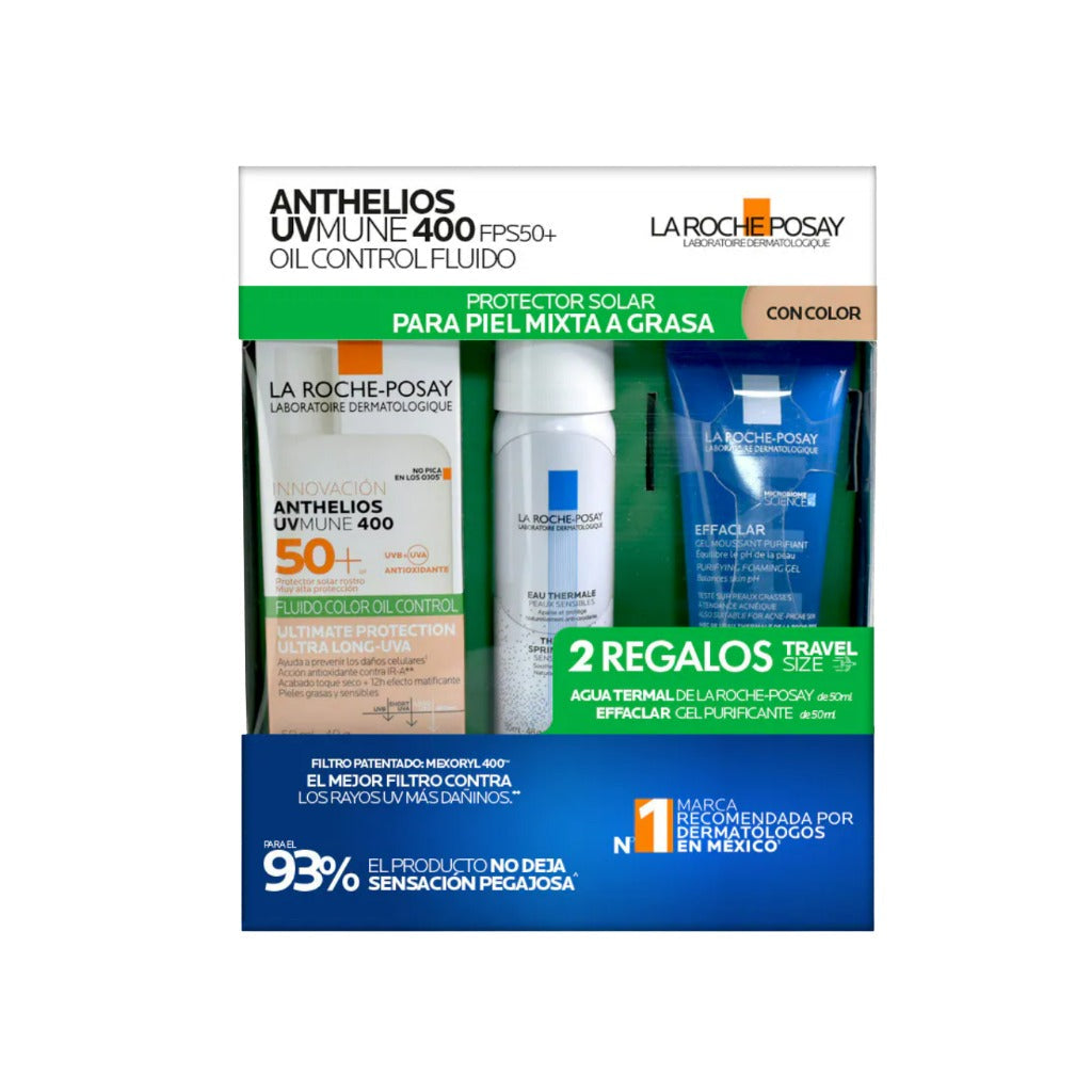 Kit-Anthelios Uv Mune 400 Con Color 50+ 50Ml + Thermal Spring Water 50Ml + Effaclar Moussant 50Ml 7509552971491