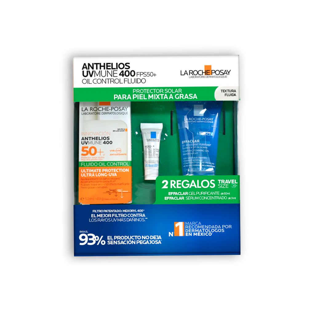Kit-Anthelios Uve Mune 400 Fluido Oil Color 50+ 50Ml + Effaclar Moussant 50Ml + Effaclar Serum 3Ml 7509552971507