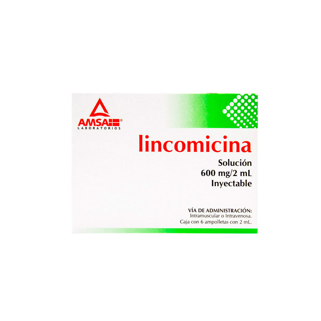 Lincomicina 600 Mg / 2 Ml Solución Inyectable Con 6 Amsa 7501349021983