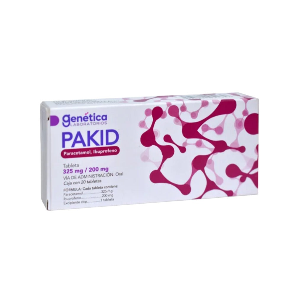 Paracetamol,Ibupofreno Pakid 325/200 Mg Tabletas 20 Genetica Laboratorios 25196