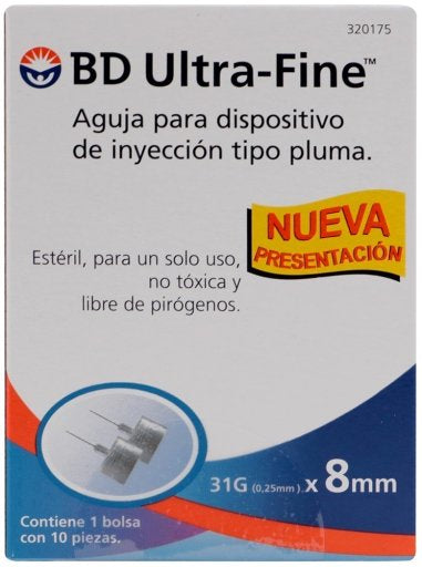 382903201754-Aguja Bd Ultra Fine 8 Mm 31 G Con 10-12