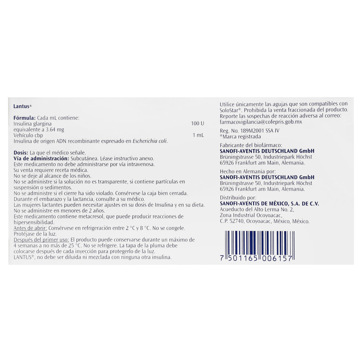 7501165006157-Lantus Solostar 100Ui 3 Ml Con 5N-7