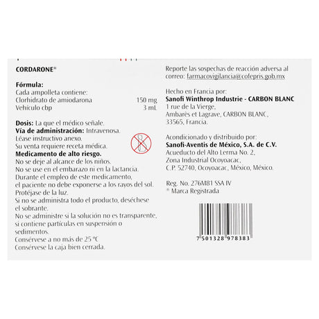 7501328978383-Cordarone 3 Ml Ampulas Con 6-6