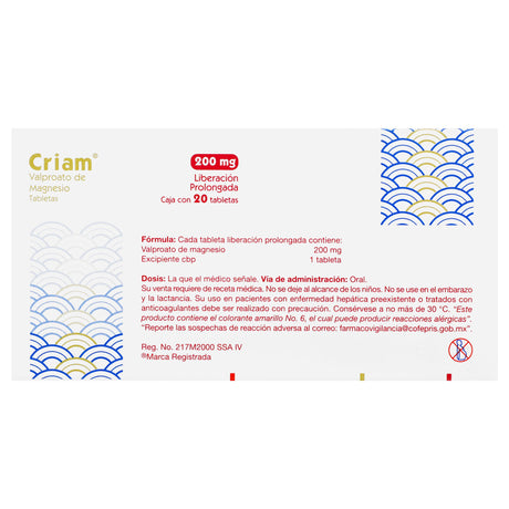 7501384545130-Criam 200 Mg Lib Prol Con 20 Tabletas-6
