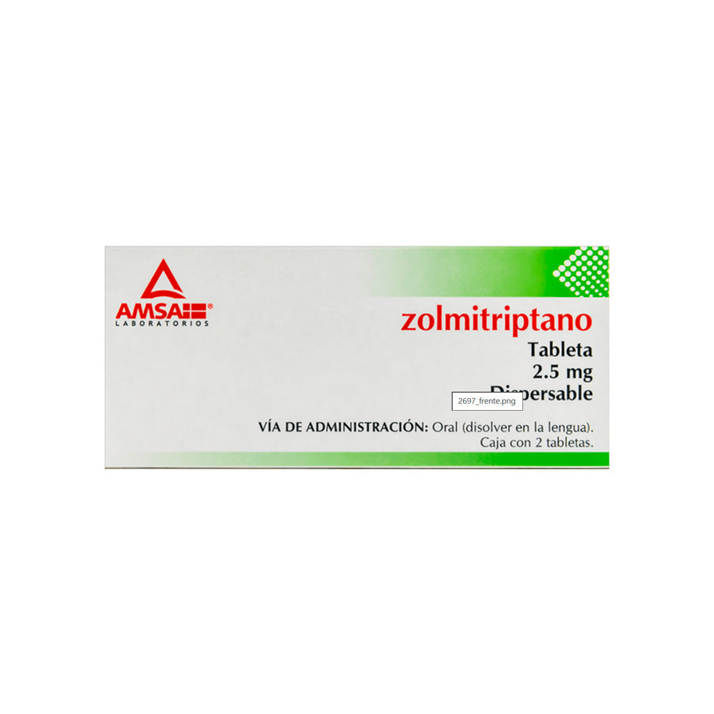 Zolmitriptano 2.5 Mg Con 2 Tabletas Generico Amsa 7501349023543