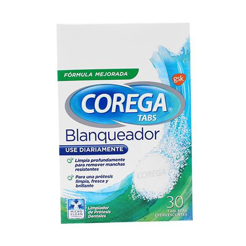 Corega Blanqueador Efervecente Con 30 Tabletas