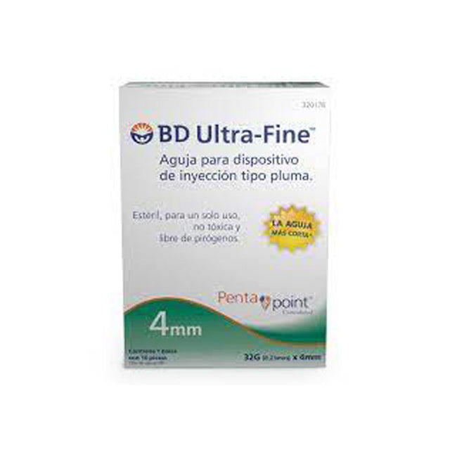 Aguja Bd Ultra Fine 4 Mm 32 G Con 10