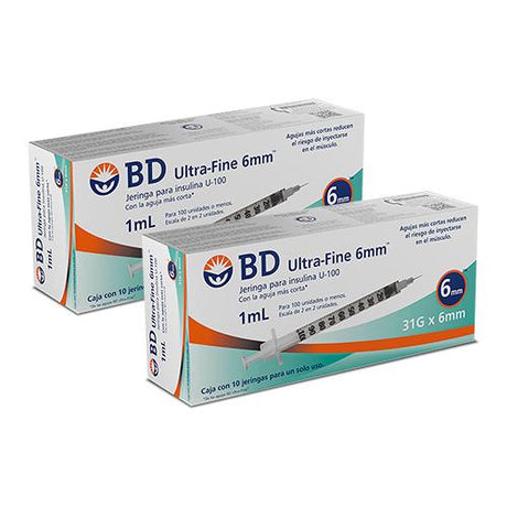 Jeringa Bd Ultrafine 1 Ml 31 Gx6Mm Caja Con 10 Aguja Mas Corta