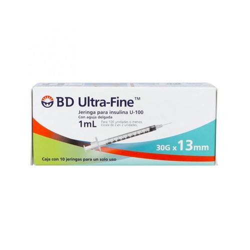 Jeringa Bd Ultrafine 1 Ml 30 Gx13Mm Caja Con 10 Aguja Delgada