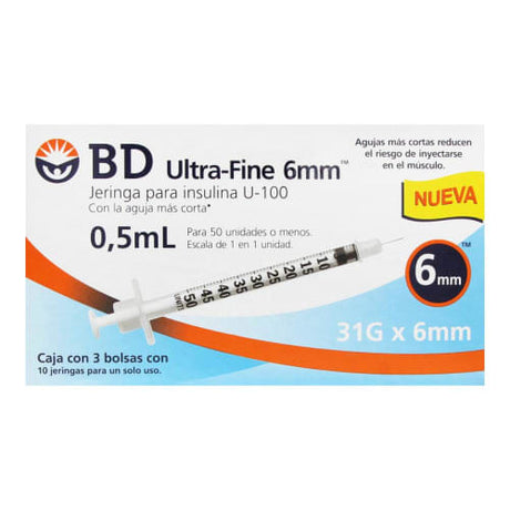 Jeringa Bd Ultrafine 0.5 Ml 31 Gx6Mm Caja Con 30