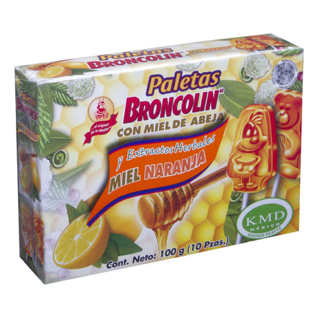 Broncolin Paleta 10 Gr Naranaranja Con 10 Piezas