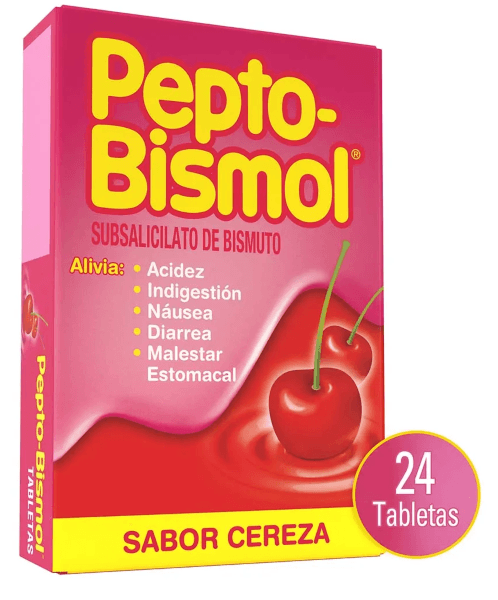 Pepto Bismol Cereza Con 24 Tabletas